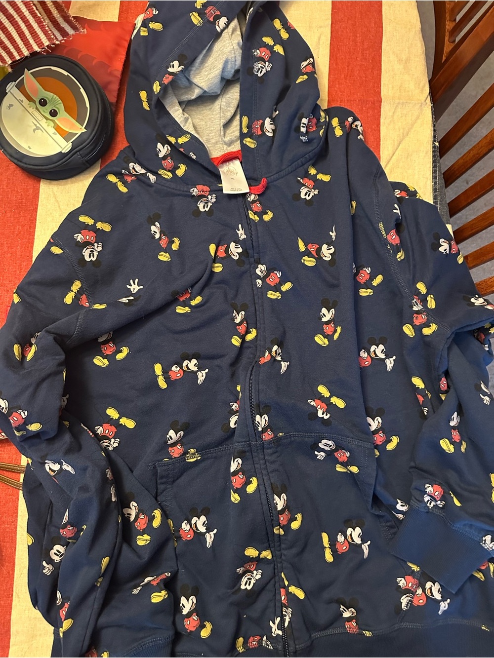 Disney Navy Mickey Mouse Print Zip-Up Hoodie